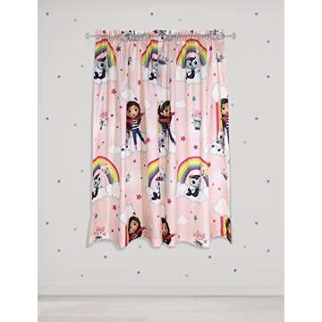 Franco DreamWorks Gabby's Dollhouse Kids Room Window Curtains Drapes Set, 82 in x 63 in, (Official Gabby's Dollhouse Product)