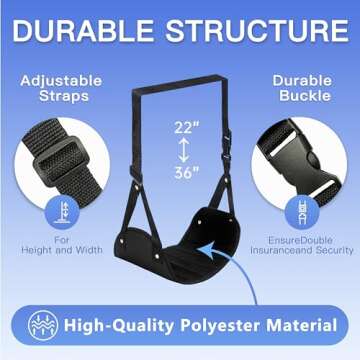 2-Pack Airplane Travel Footrest Hammock - Perfect Airplane Foot Hammock to Relax Your Feet - Travel Essentials Comfy Foot Hanger Airplane Footrest for Long Trip