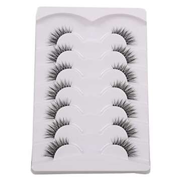 GMAGICTOBO False Eyelashes Natural Half Lashes Fluffy Cat Eye 3D Faux Mink Lashes Short Wispy Clear Band Lashes Pack 7 Pairs Multipack