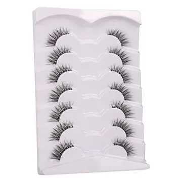 GMAGICTOBO False Eyelashes Natural Half Lashes Fluffy Cat Eye 3D Faux Mink Lashes Short Wispy Clear Band Lashes Pack 7 Pairs Multipack