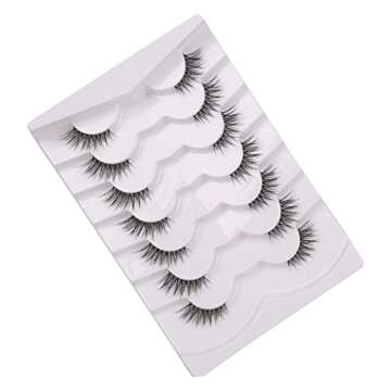 GMAGICTOBO False Eyelashes Natural Half Lashes Fluffy Cat Eye 3D Faux Mink Lashes Short Wispy Clear Band Lashes Pack 7 Pairs Multipack
