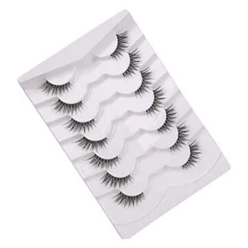 GMAGICTOBO False Eyelashes Natural Half Lashes Fluffy Cat Eye 3D Faux Mink Lashes Short Wispy Clear Band Lashes Pack 7 Pairs Multipack