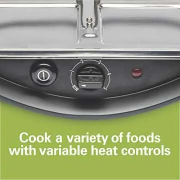 Hamilton Beach Electric Indoor Raclette Table Grill, PFAS-Free Serves up to 8 People for Parties and Family Fun, Includes 8 Warming Trays, Black (31612MN-MX), 200 sq. in. Nonstick Griddle