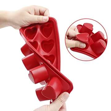 Heart-shaped Ice Cube Trays,Fun Silicone Ice Cube Trays for Make Heart-shaped Ice Cube,Easy Release Ice Cube Mold for Cocktails,Whiskey,Water Bottles,Baby Food,BPA Free and Dishwasher Safe,(2pcs, Red)