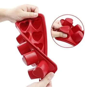 Heart-shaped Ice Cube Trays,Fun Silicone Ice Cube Trays for Make Heart-shaped Ice Cube,Easy Release Ice Cube Mold for Cocktails,Whiskey,Water Bottles,Baby Food,BPA Free and Dishwasher Safe,(2pcs, Red)