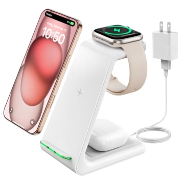 GEEKERA 3 in 1 Wireless Charging Station - Fast Charger for iPhone, Apple Watch, AirPods