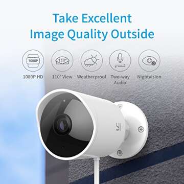 YI Outdoor Security Camera, 1080p Cloud Cam IP Waterproof Night Vision Surveillance System with Two-Way Audio, Motion Detection, Activity Alert, Deterrent Alarm - iOS, Android App Available