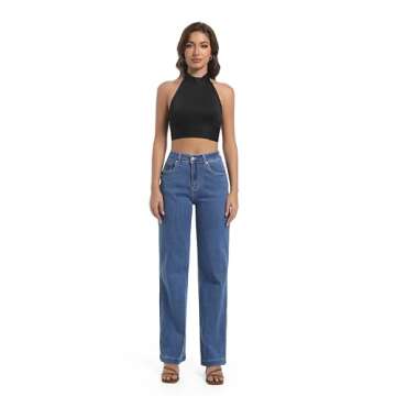 Guaile Women's High Waisted Straight Leg Stretchy Jeans for Optimal Comfort and Style