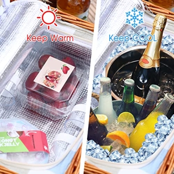 Elegant Wicker Picnic Basket Set for 4 with Blanket