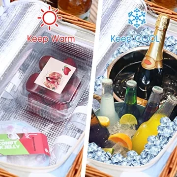 Elegant Wicker Picnic Basket Set for 4 with Blanket