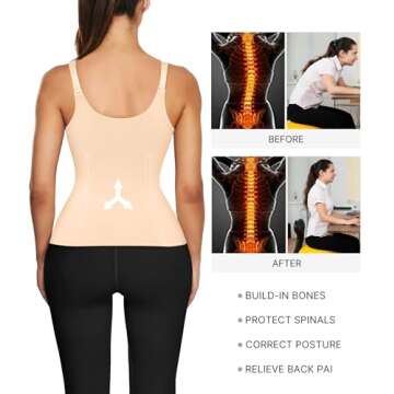 Nebility Waist Trainer for Women Corset Shapewear with Zipper Women's Waist Cincher Tank Top with Adjustable Straps