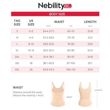 Nebility Waist Trainer for Women Corset Shapewear with Zipper Women's Waist Cincher Tank Top with Adjustable Straps