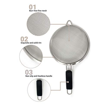 Makerstep Premium 3-Piece Fine Mesh Strainer Set for Kitchen