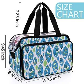 Crochet Bag Yarn Storage Tote Knitting Bag with Knitting Needles Bag Crochet Yarn Organizer Crochet Accessories and Supplies Crochet Bags Protect Wool and Prevent Tangling Blue Leaves