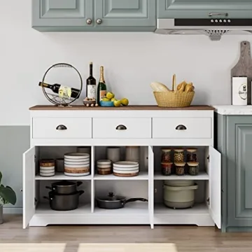 Elegant Keyluv White Buffet Cabinet for Smart Storage Solutions
