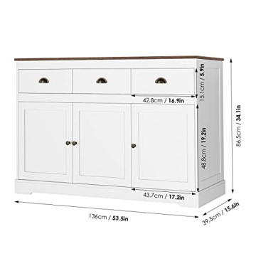 Elegant Keyluv White Buffet Cabinet for Smart Storage Solutions