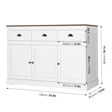 Elegant Keyluv White Buffet Cabinet for Smart Storage Solutions