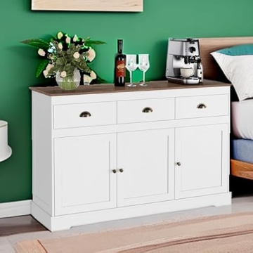 Elegant Keyluv White Buffet Cabinet for Smart Storage Solutions