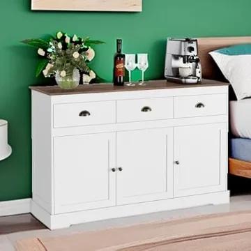 Elegant Keyluv White Buffet Cabinet for Smart Storage Solutions