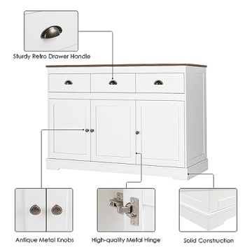 Elegant Keyluv White Buffet Cabinet for Smart Storage Solutions