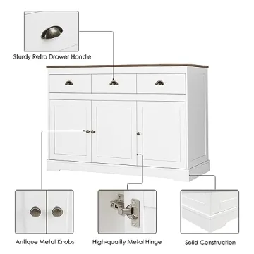 Elegant Keyluv White Buffet Cabinet for Smart Storage Solutions