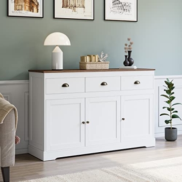 Elegant Keyluv White Buffet Cabinet for Smart Storage Solutions