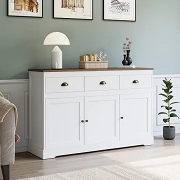 Elegant Keyluv White Buffet Cabinet for Smart Storage Solutions