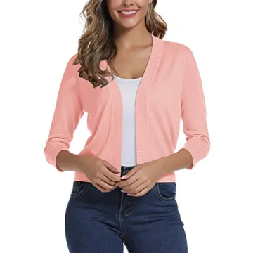 Urban CoCo 3/4 Sleeve Cropped Cardigan Sweater for Women
