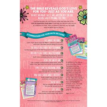 Tyndale NLT Girls Life Application Study Bible, Pink (Hardcover), NLT Bible with Over 800 Notes and ...