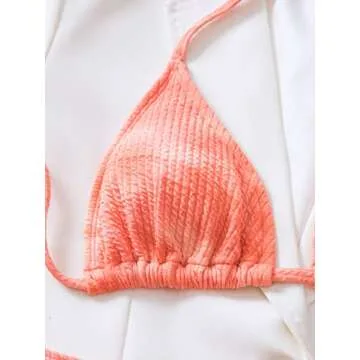 SweatyRocks Tie Dye Halter Triangle Bikini Set - Women’s Swimwear