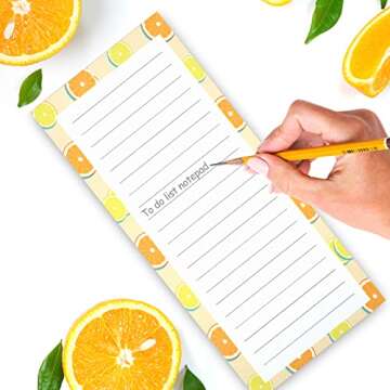 4 Pack Magnetic Notepads for Refrigerator, Grocery List Magnet Pad for Fridge, Fruit Design Magnetic Grocery List Pad for Fridge, Full Magnet Back Shopping Lists, 50 Sheets Per Note Pads