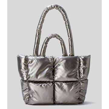 Puffer Shoulder Bag for Women Mini Down Satchel Hobo Bag Quilted Tote Bag Chic Purses 2024