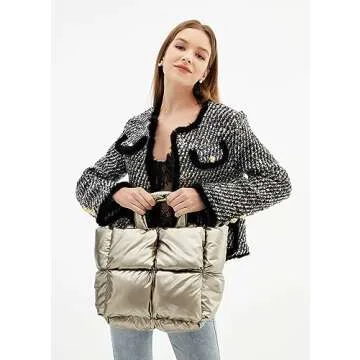Chic Mini Puffer Bag for Women - Stylish Hobo Tote 2024