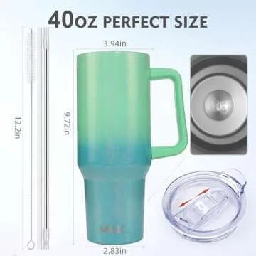MAXBASE 40oz Insulated Tumbler with Lid and Handle