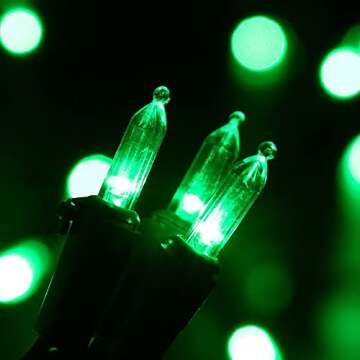 Brizled Green St. Patrick's Day Lights, 33ft 100 LED Christmas String Lights, 120V UL Certified Christmas Tree Lights Connectable Waterproof Mini Christmas Light for Xmas Tree Halloween Indoor Outdoor