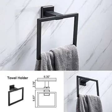 Iriber Bathroom Hardware Matte Black Double Bath Towel Bar Rack Shelf Caddy Accessory Set,Stainless Steel Towel Holder,Toilet Paper Holder,Robe Hook Wall Mounted,4-Piece