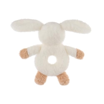 Apricot Lamb Baby Bunny Rabbit Soft Rattle Toy, Plush Stuffed Animal for Newborn Soft Over 0 Months 6 Inches, White (brown hands and feet)