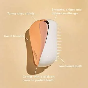 TANGLE TEEZER Compact Styler On-the-go Detangling Hairbrush Ivory Rose, Gold, (Pack of 1)