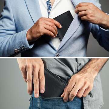 Bi Fold Wallets | Slim Black Genuine Leather Minimalist Front Pocket Wallets For Men | Billfold Wallet | Gifts For Men