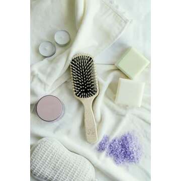 TEK- Rectangular Brush with Long Tooth in Ash Wood Handmade in Italy, for Long, Thick and Straight Hair - 22 x 6.5 cm