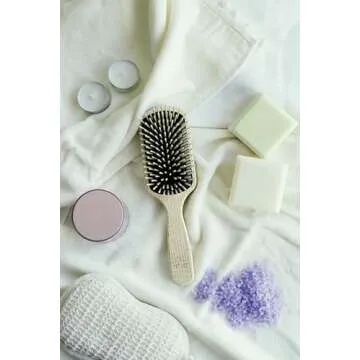 TEK- Rectangular Brush with Long Tooth in Ash Wood Handmade in Italy, for Long, Thick and Straight Hair - 22 x 6.5 cm