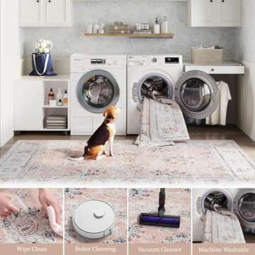 jinchan Runner Rug 2x5 Machine Washable Hallway Rug Pink Spring Vintage Floral Print Non-Slip Low Pile Ultra-Thin for Kitchen,Entryway,Laundry Room,Bedroom,Farmhouse (2‘x5’,Pink)