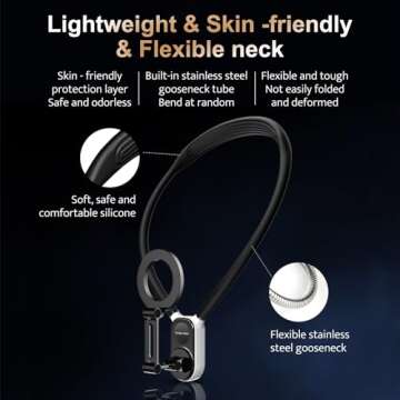 SEANCHEER Magnetic Neck Smartphone Mount for Hands-Free POV Video