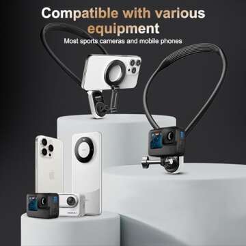 SEANCHEER Magnetic Neck Smartphone Mount for Hands-Free POV Video