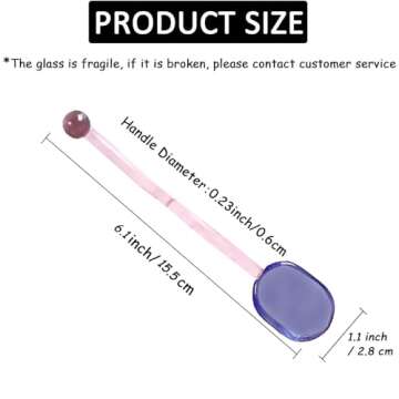 Turbokey 5 Pieces Glass Spoons - Heat Resistant Mixing Spoon Set for Coffee and Cocktails