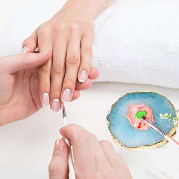 2 Pieces Resin Nail Art Palette, Nail Art Painting Gel Palette Gold Edge Nail Gel Color Makeup Display Board Nail Art Display Cosmetic Mixing Tools