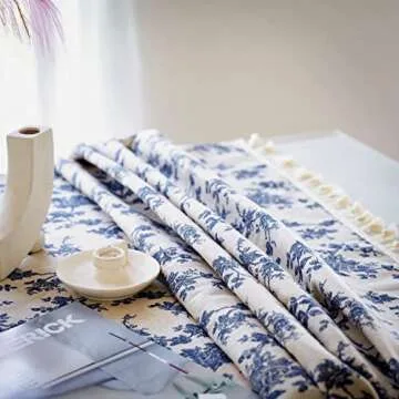 YUURAINVUVU Blue Rose Floral Tablecloth for Elegant Dining