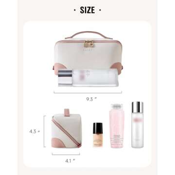 EACHY Travel Makeup Bag,Large Capacity Cosmetic Bags for Women,Waterproof Portable Pouch Open Flat Toiletry Bag Patchwork Makeup Bag (ZY-Pink)