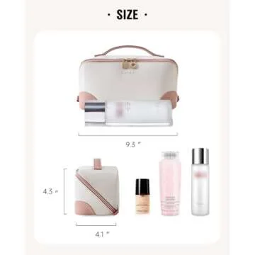 EACHY Travel Makeup Bag,Large Capacity Cosmetic Bags for Women,Waterproof Portable Pouch Open Flat Toiletry Bag Patchwork Makeup Bag (ZY-Pink)