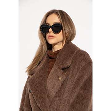 Akirawang Fashion Inflated Cat-eye Sunglasses for Women Oversized Thick Frame Sexy Lip Candy Color Glasses Trendy Designer Style